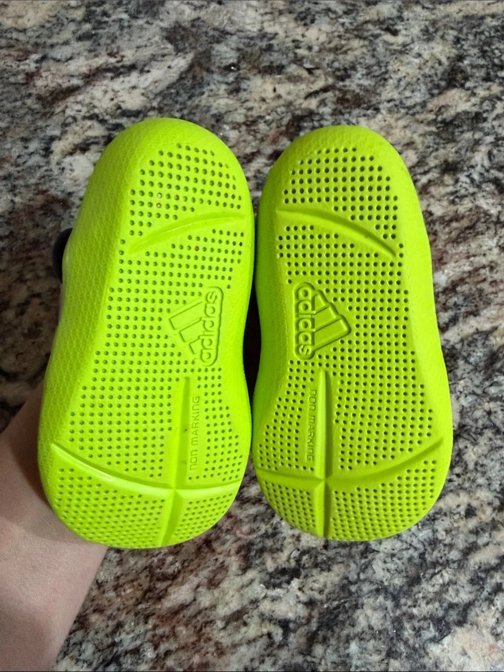 adidas Black and Neon Green Slip-On Kids Athletic Shoes